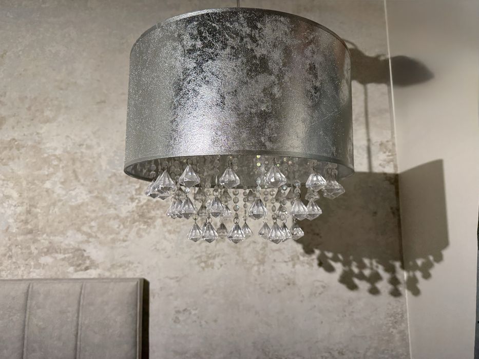 Lampa sufitowa wisząca srebrna