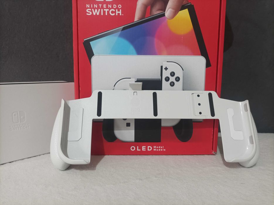 Konsola Nintendo Switch OLED Biała | Kompletny zestaw + NeoGrip i Etui