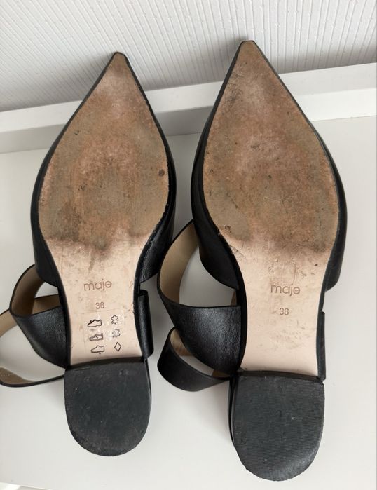 Чорні шкіряні жіночі туфлі на низькому ходу Maje слінгбеки Maje
