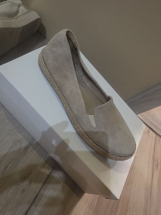 Espadryle damskie skórzane beżowe r. 37 – slip on