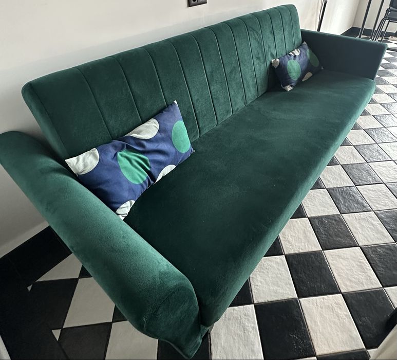 Sofa rozkładana butelkowa zieleń