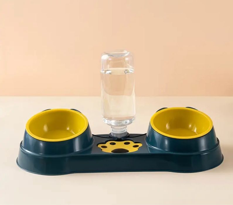 Миска котів та собак подвійна, з автоматичною поїлкою