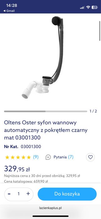 Syfon wannowy nowy Oltens