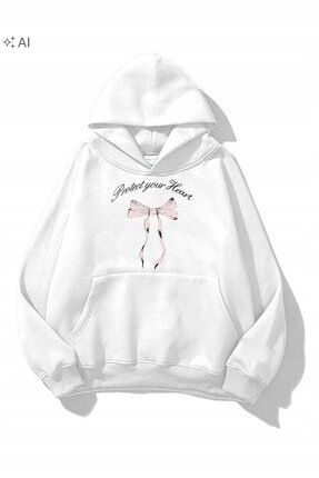 Biała bluza z kapturem i napisem protect your heart xl/2xl 5ia