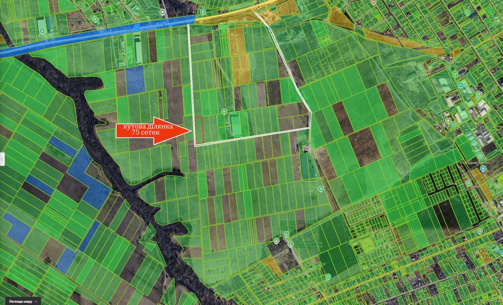 Білогородка продаж кутової ділянки 75 соток