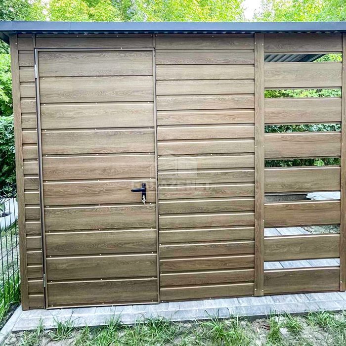 SCHOWEK DOMEK OGRODOWY 2X2M + Wiata 0,8M - Drzwi - Winchester TS756