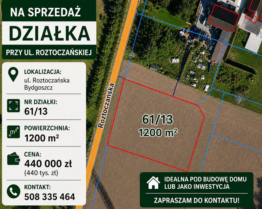 Sprzedam   działkę budowlaną Bydgoszcz  Myślęcinek