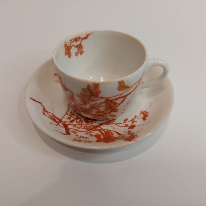 Старинная антикварная коллекционная чашка блюдце Братья Корниловы  РИ