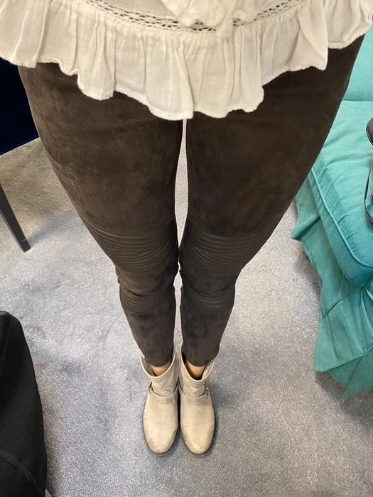 Zara skórzane zamsz skora zamszowe spodnie rurki czekoladowe skinny