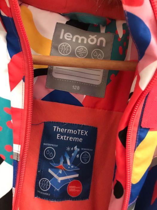 Komplet narciarski dla dziewczynki 128 lemon założony 5 razy