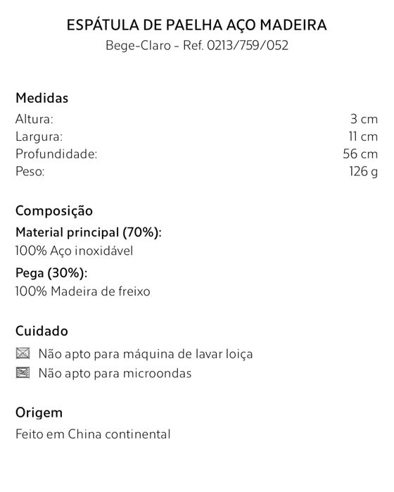 Espátula De Paelha Aço Madeira Zara Home NOVO