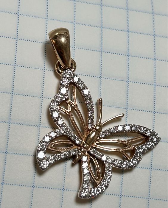 Золота підвіска - Метелик  З ДІАМАНТАМИ !