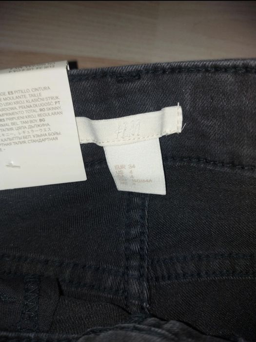 Szare rurki H&M rozm XS Skinny super stretch wysoki stan