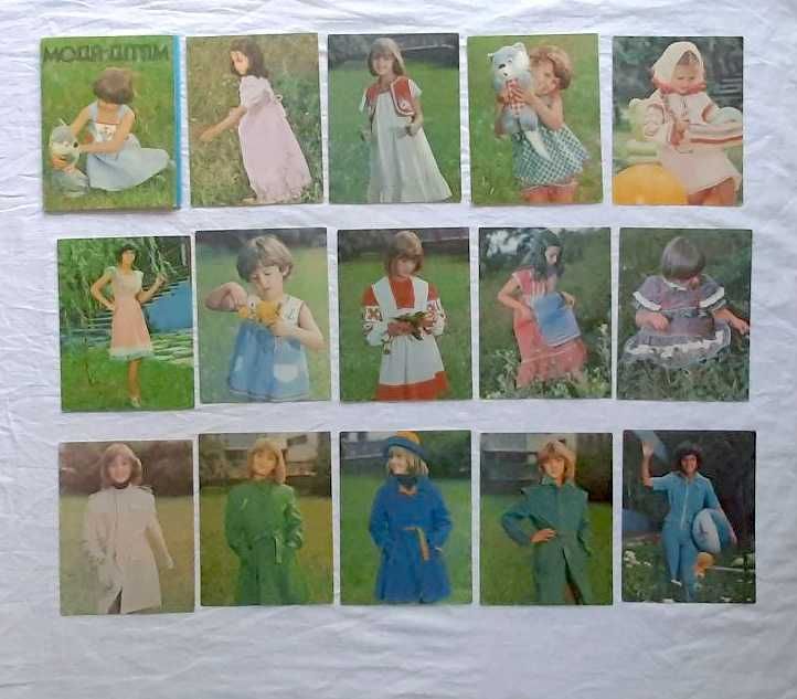 Комплект 2 набора открыток по шитью "Мода детям" 1979, выпуск 14 и 17
