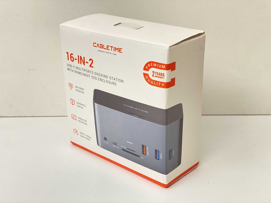 Dock USB-C CableTime 16 portów + miejsce na dysk SSD NVMe/NGFF