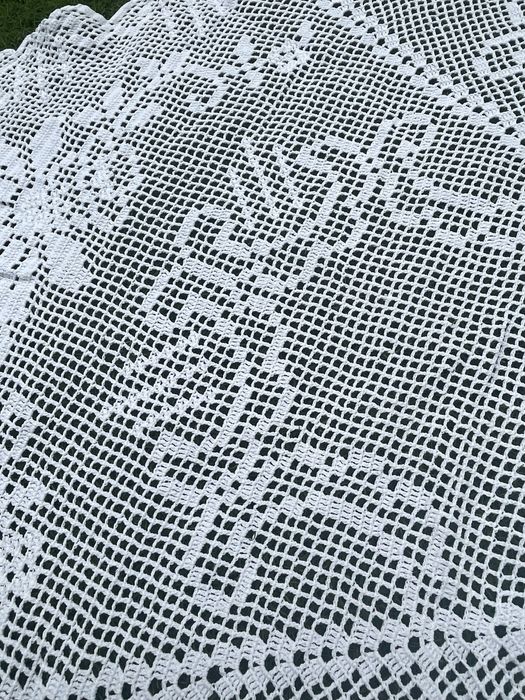 Toalha de mesa redonda em crochet feita à mão Muito antiga