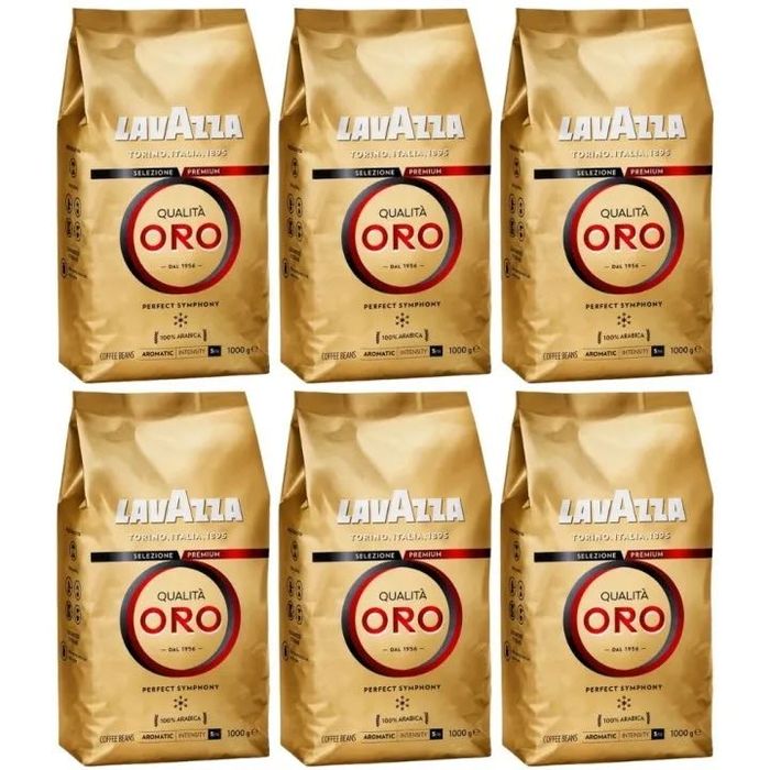 6x1KG Kawa ziarnista LAVAZZA Qualita Oro Gold 100% Arabica Pyszna Kawa do ekspresu