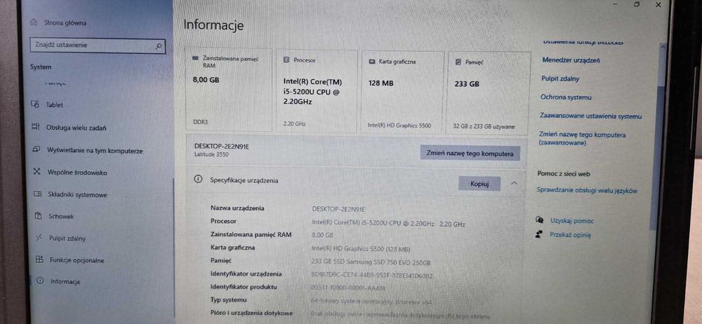 Biznesowy Dell Latitude 3550 | i5 | 8GB RAM HyperX | SSD Samsung | Stan JAK NOWY!