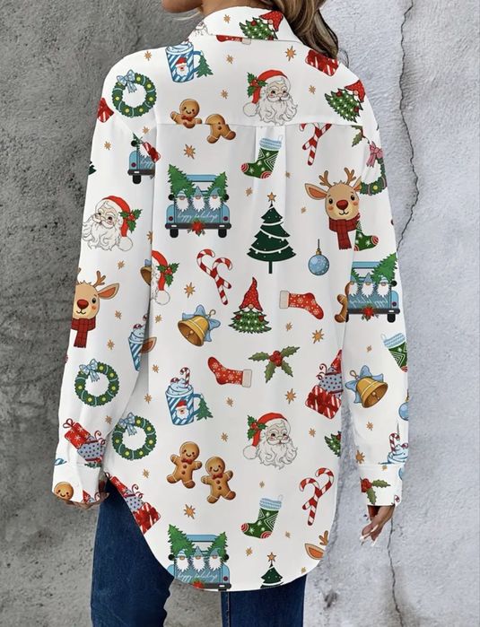 Koszula damska długi rękaw świąteczna kolorowa XL