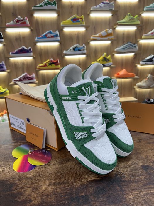 Кросівки Louis Vuitton Trainer Green Monogram Denim White