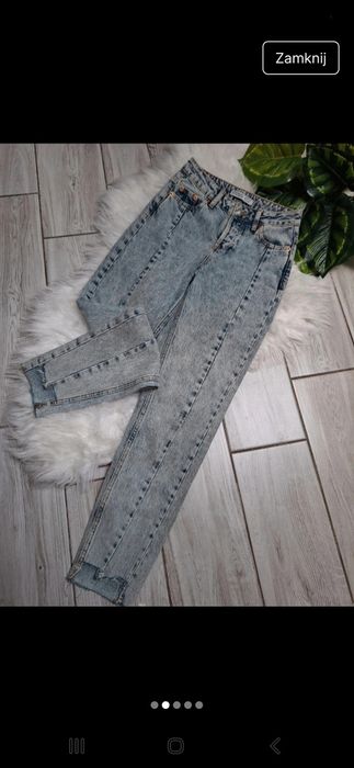 Zara  jeansy boyfriend  marmurkowe super high stan  32 34 xxs xs cieka