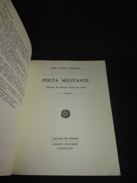 Livro Poeta Militante José Gomes Ferreira 1ª edição 1977
