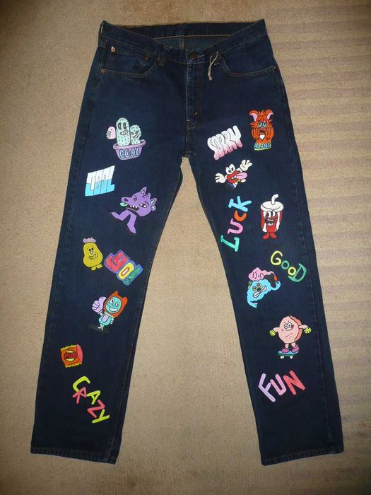 NOWE spodnie dżinsy LEVIS 751 W32/L32=43,5/108cm malowane