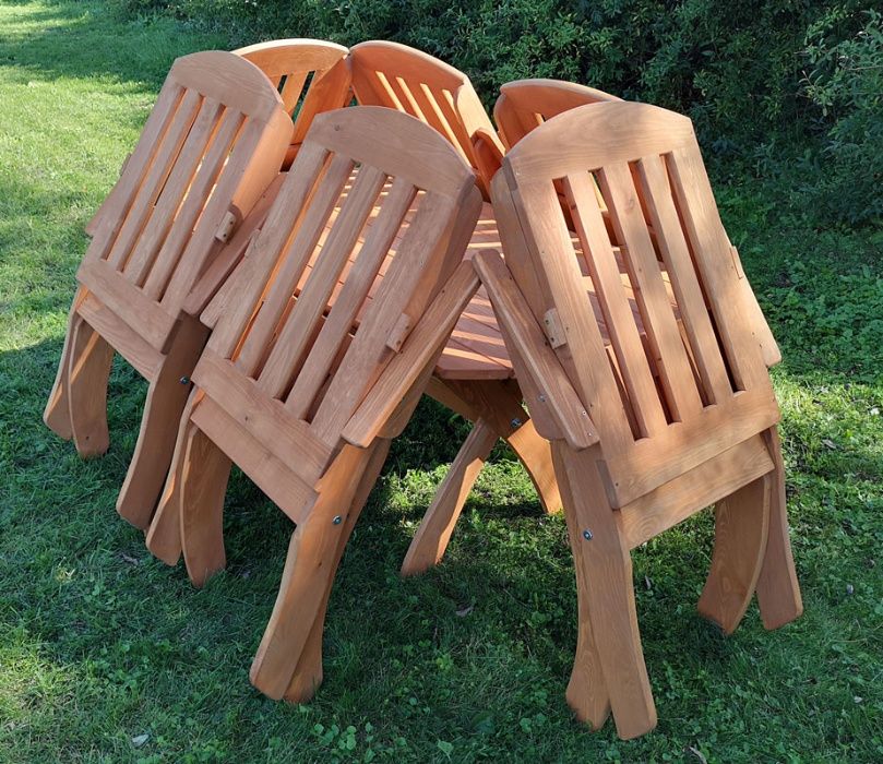 Komplet mebli 6 krzeseł + stół owalny, typ X lamel nr 2