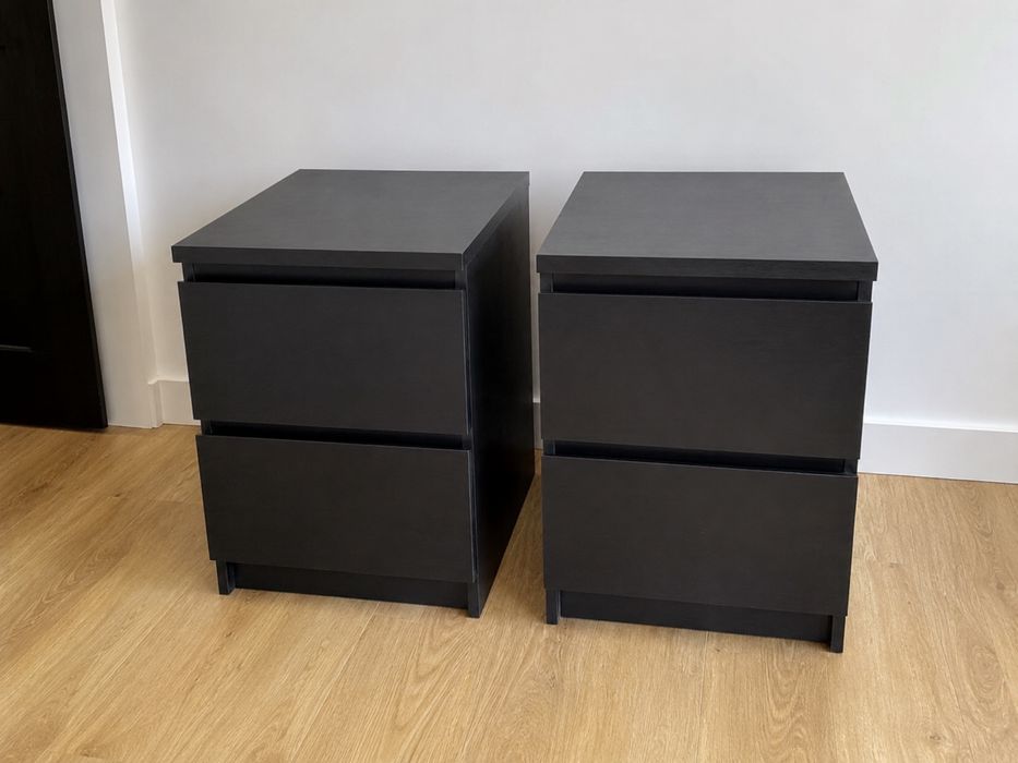 2 Mesas de Cabeceira IKEA MALM Pretas – Excelente Estado