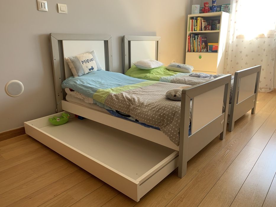 Trama Inova Branco e Cinza - Berço para Bebé - Cama Criança