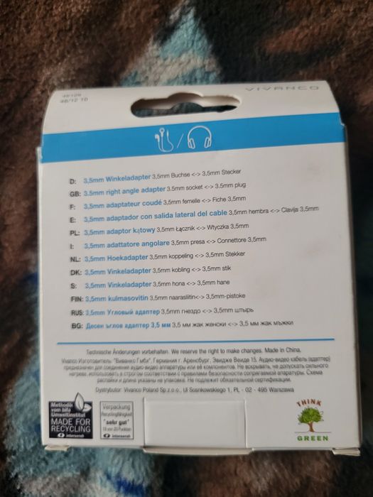 Adapter AUX wtyk jack 3,5, stereo gniazdo jack kątowy