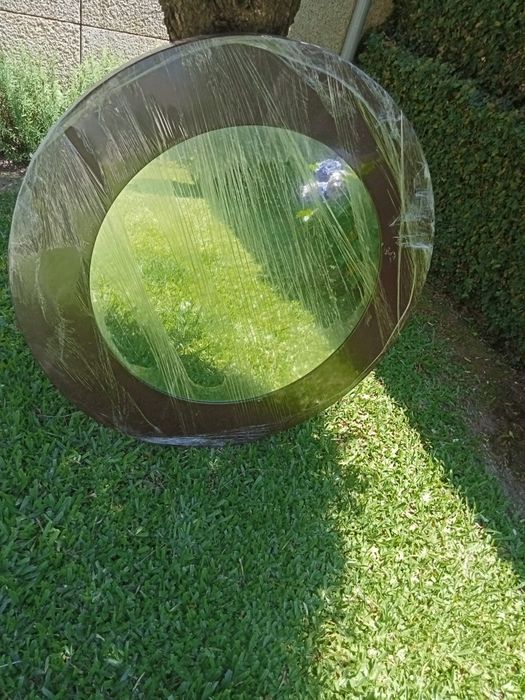 Espelho em cor wengue grande redondo