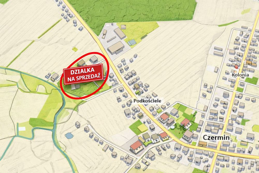 Działka inwestycyjna 60 ar – Czermin, świetna lokalizacja