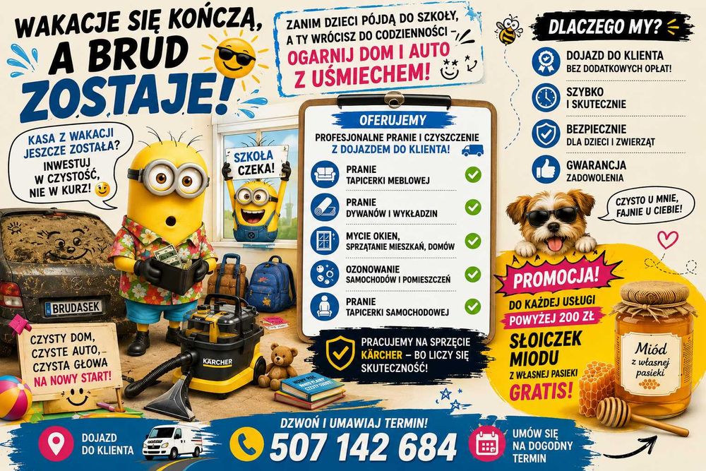 KARCHER pranie dywanów, kanap, narożników, krzeseł, itp. + GRATIS !!!