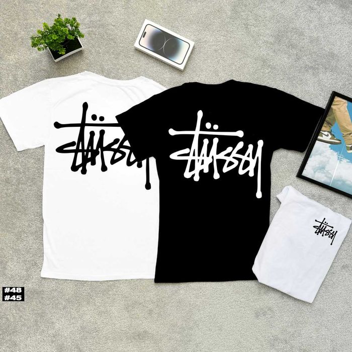Футболка Stussy Basic | Черная / Белая | Стусси Базовая | XS-XXL