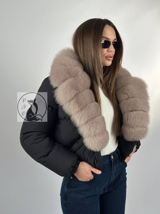 Куртка-пуховик зимняя с натуральным мехом финского песца. 42,44,46,48