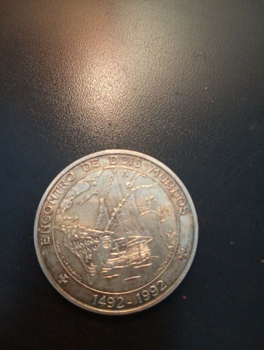 1000 escudos -two worlds 500 years Discovery of America Portugal 1992*