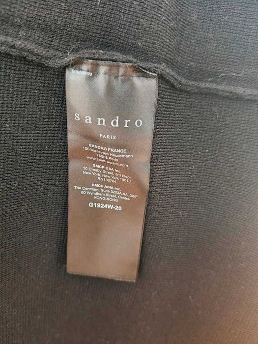 Nowy elegancki wełniany rozsuwany z kapturem sweter-bluza marki Sandro