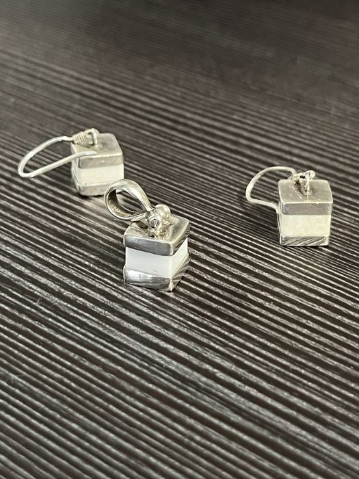 Набор серьги кулон агат серебро