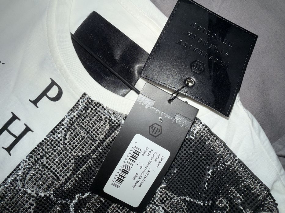 Philipp Plein оригінал, чоловіча чорна та біла футболка