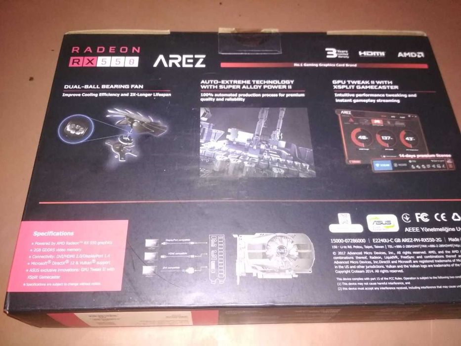 Видеокарта Asus PCI-Ex Radeon RX550 2GB, рабочая