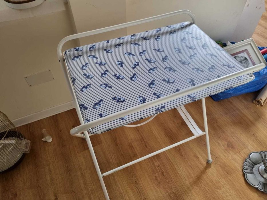 Banheira Bebé Dobrável - Metal Branco - Tecido Impermeável Âncoras