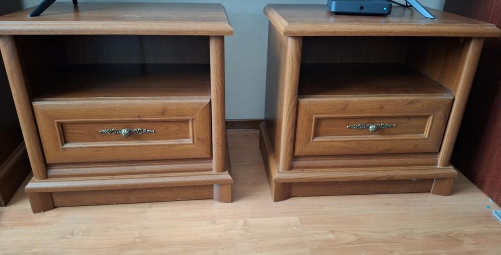 SZAFKA NOCNA 2 szt.  Black Red White Kent 57 cm Kasztan z szufladą i wnęką