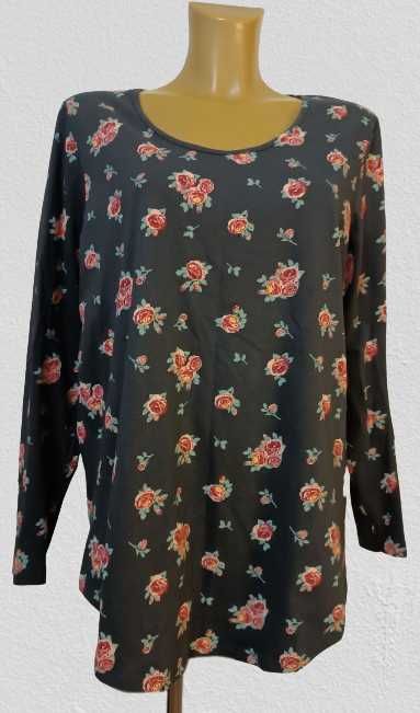 Nowa bawełniana szara bluzka w kwiatowy print 44/46 Bonprix