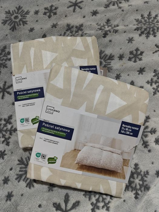 Zestaw 2 kompletów pościeli satynowej o wymiarach 140x200