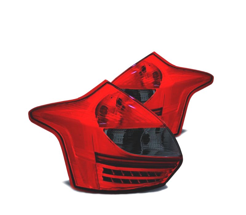 FAROLINS TRASEIROS FORD FOCUS MK3 11-14 LED VERMELHO FUMADO