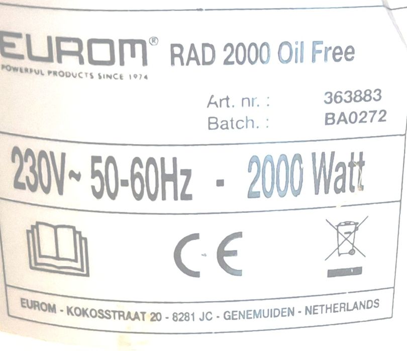 Elektryczny grzejnik Eurom RAD 2000