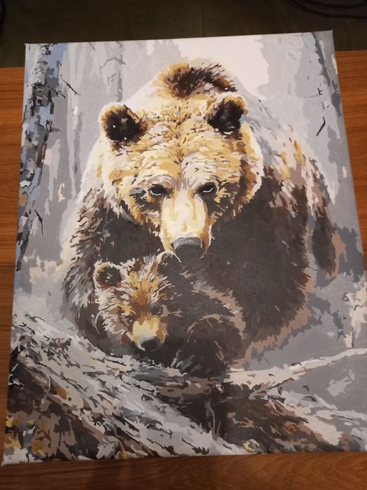 Obraz ręcznie malowany Niedźwiedź
