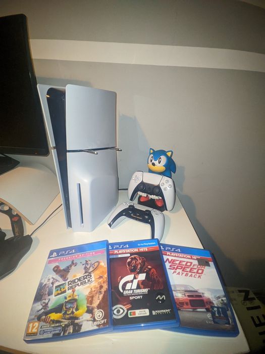 PlayStation 5 Slim com garantia, leitor de disco 1TB, 2 comandos e jogos extra