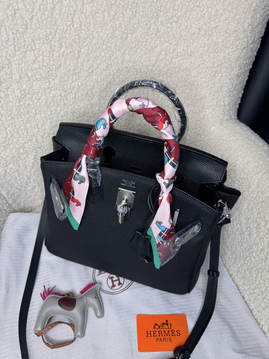 Сумка шкіряна жіноча в стилі Hermes Birkin розмір 30 см